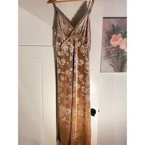 Cider Floral Velvet Slip Dress Lace Trim Maxi Romantic XL